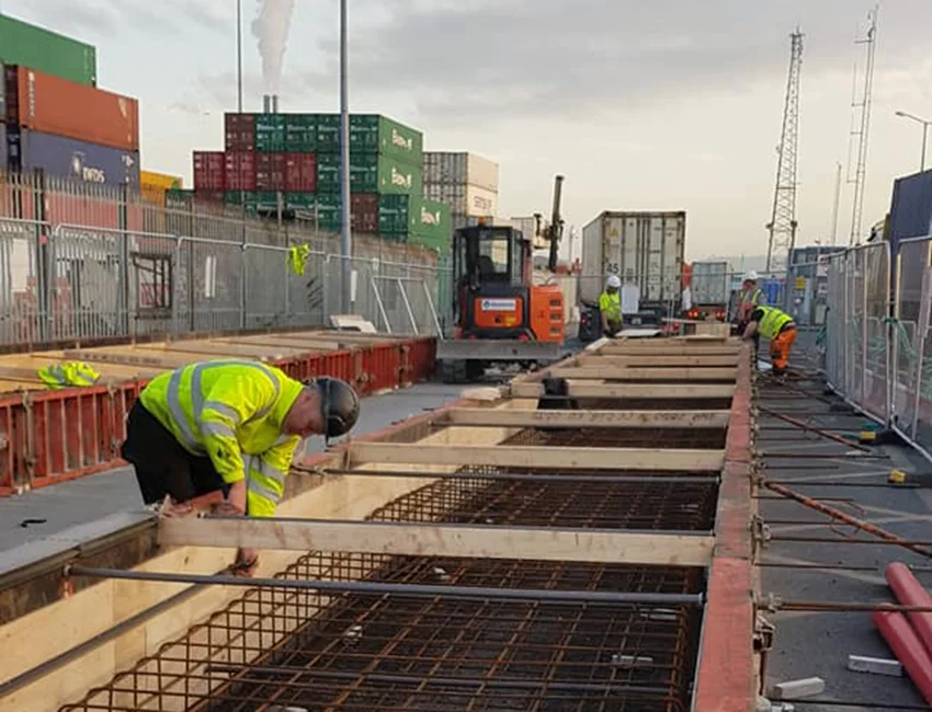 Rowlands laying wire mesh for concrete | Rowlands Civil & Construction Services Ltd